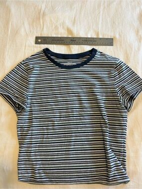 Abercrombie & Fitch Navy, White & Green Striped Tee